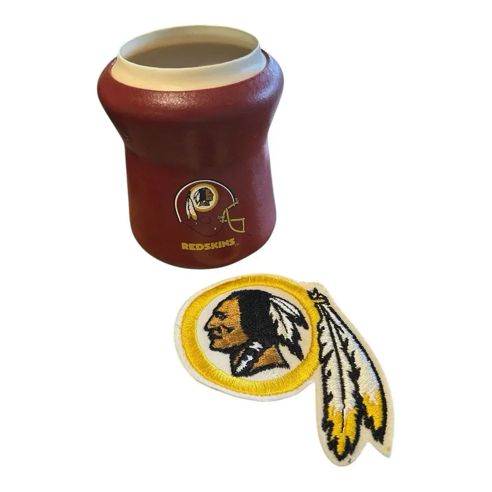 Vintage Washington Redskins Foam Koozie & Embroidered Patch 1990s Rare